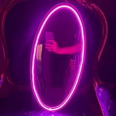mirror with lights and neon