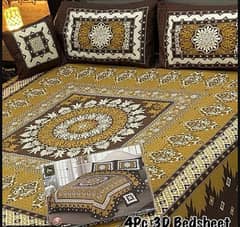 4 Pcs Crystal Cotton Printed Double Bedsheet