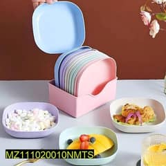 10 Pcs Colourful Plates with Stand