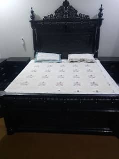 king size solid wooden bed and dressing table