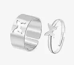 2 PCS SET OF ADJUSTABLE BUTTERFLY COUPLE RING