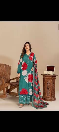 3 pcs printed lawn suit