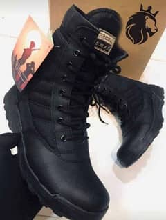 Men's long army boots, black swat.