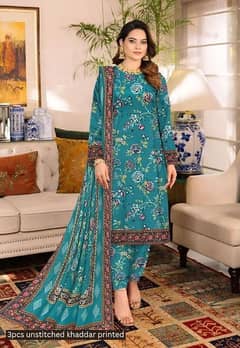 3pcs Unstitched 2.5 meter Khaddar Suit for Women