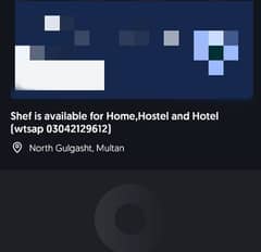 Shef is available for Home,Hostel and Hotel (wtsap 03042129612)