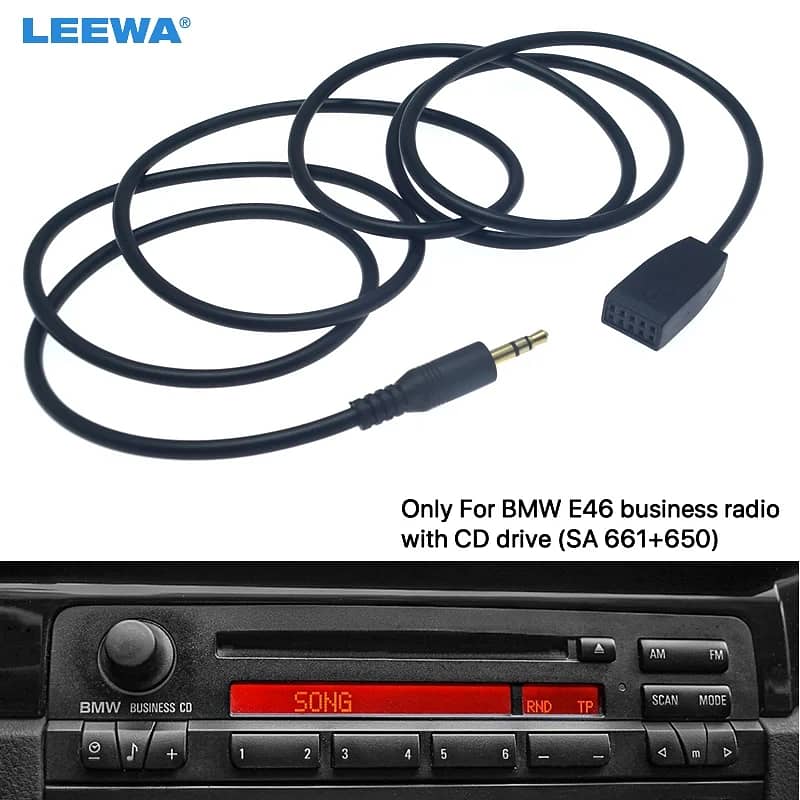 LEEWA 3.5mm Male Jack AUX Input Cable Adapter Only For BMW E46 0