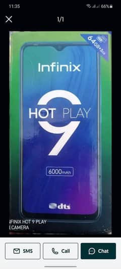 infinix hote 9 play 4gb64gb woth box 10by9