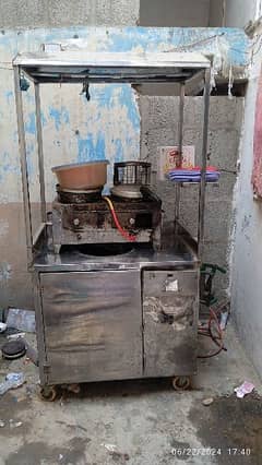 counter , stove and crockery