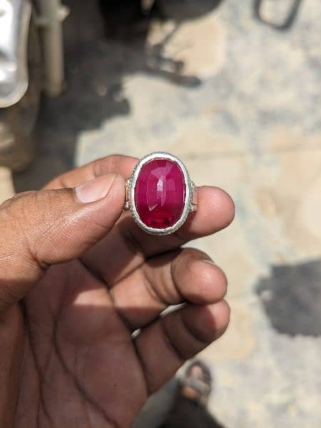 Original Ruby / Yaqoot Stone in Pure Chandi Ring 0