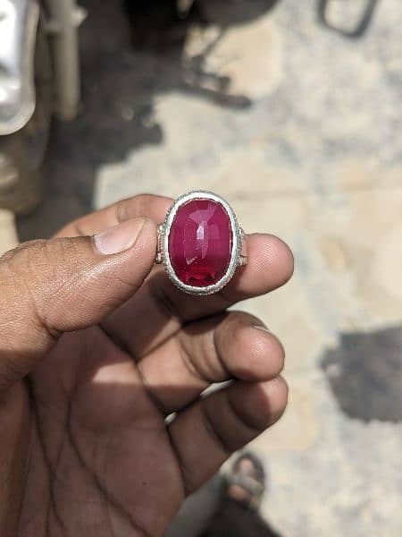 Original Ruby / Yaqoot Stone in Pure Chandi Ring 1