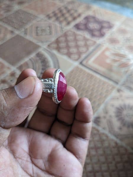 Original Ruby / Yaqoot Stone in Pure Chandi Ring 2