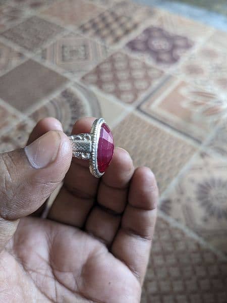 Original Ruby / Yaqoot Stone in Pure Chandi Ring 3