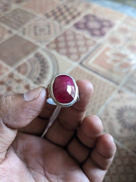 Original Ruby / Yaqoot Stone in Pure Chandi Ring 8