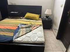 Bed with 2 side tables and mattress for sale