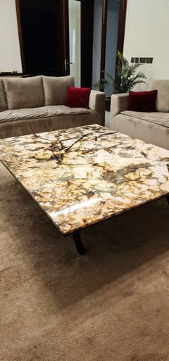 Yellow Flower Marble Table