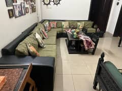 L shaped sofa with center table for sale