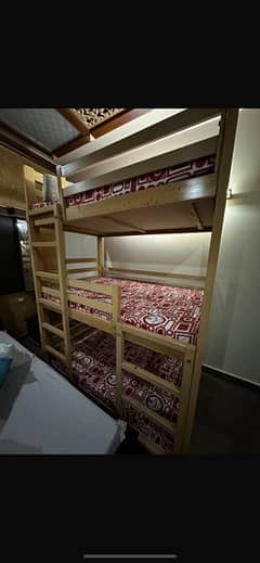 triple bunk bed wooden