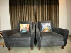 sofa chairs  2x 1 seater (greyish-blue)