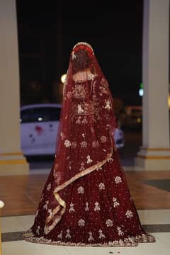 maroon velvet bridal lehnga