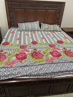 wooden bed set 2 side table Lshape dressing and with spring mattress