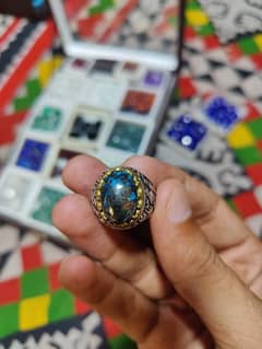 Antique Feroza Gemstone Ring (Irani) with Ya Muhammad saww Carved.