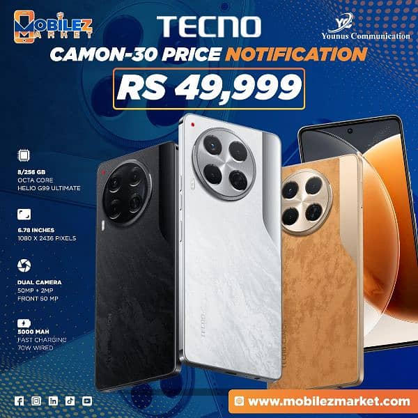 Boxx pack One year warranty pta approved Tecno camon-30 8+8gb 256gb 1
