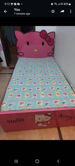 Cute Hello Kitty Kids Bed With Mattress and Table Set– Great Condition