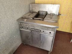 Double side deep fryer with sizling