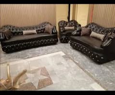 BLACK SOFA SET REXINE URGENTLY SALE