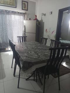 6 chairs big glass dinning table