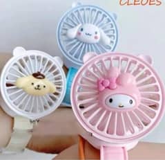 Rechargeable Portable Cartoon Style Children Watch Fan With Rgb Ligh