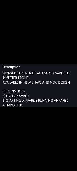 Portable Skywood 1 Ton DC invertor Ac heat &cool 3