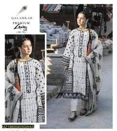 3 pcs womens unstitched lawn Embroided suit