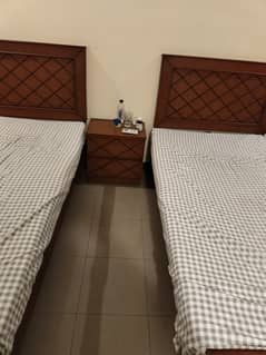 3 single beds with side table for sale