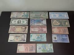 Set of 14 Different currency notes for collection