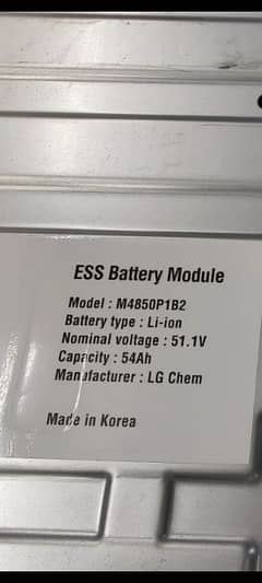 LG Lithium ion Batteries 48v 54Ah made in Korea