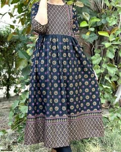 women's stitched Arabic lawn printed Maxi