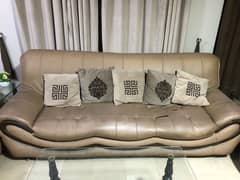 brown cream leather sofa 0