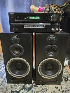 Onkyo 7+2 channel stereo amplifier, 3 speakers