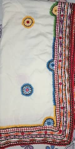 Hand Embroidered Mirror work shawl for women.