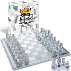 glass chess with 3D glass pawns