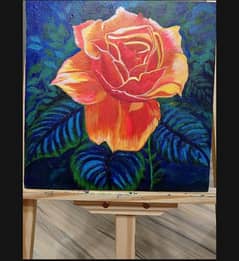 acrylic painting rose flower