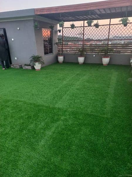 artificial grass, media wall, ceiling, office decore, beauty parker 7