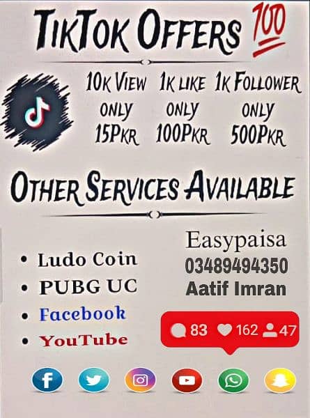 TikTok & YouTube & Facebook Services Available End Low Rate 0