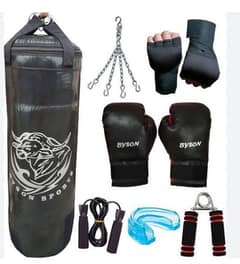 Punching bag , gloves , bandages rope 0