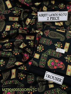 2 piece women's unstitched lawn printed suit