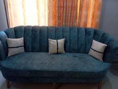7 Seater Sofa - Textured Sea Green Colour With Pillows (New)
