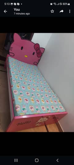 Cute Hello Kitty Kids Bed With Mattress and Table Set– Great Condition
