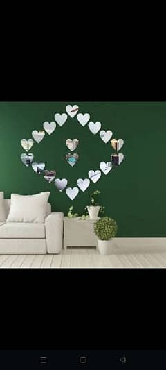 3D Mirror Star & Heart Removable Wall Stickers (Random Color & Design)