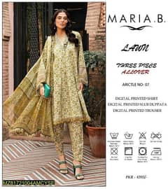free delivery 3 pcs women's unstitched lawn printed suit 0